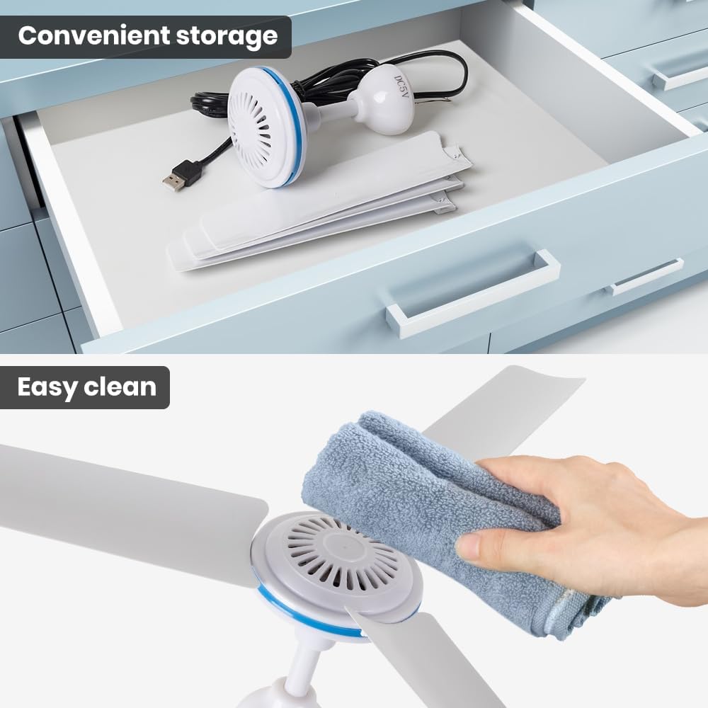 NPKRRSK Ventilador de techo pequeño USB de 19.7 pulgadas, ventiladores colgantes portátiles para banco de energía, interior y exterior, RV, cama,