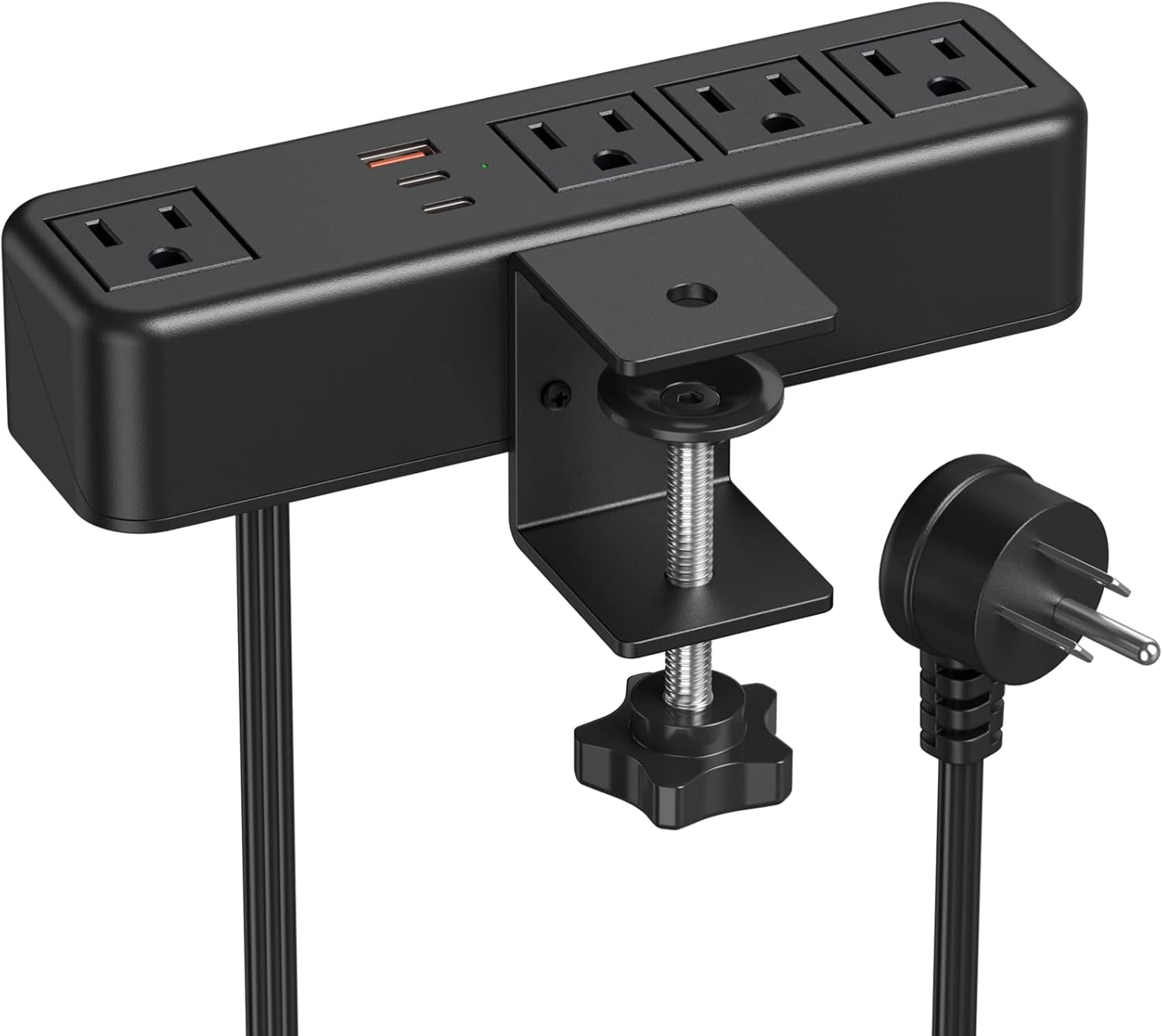 CCCEI Regleta de alimentación de abrazadera lateral de escritorio USB C de 45 W, toma de montaje de abrazadera de borde de tubo superior de