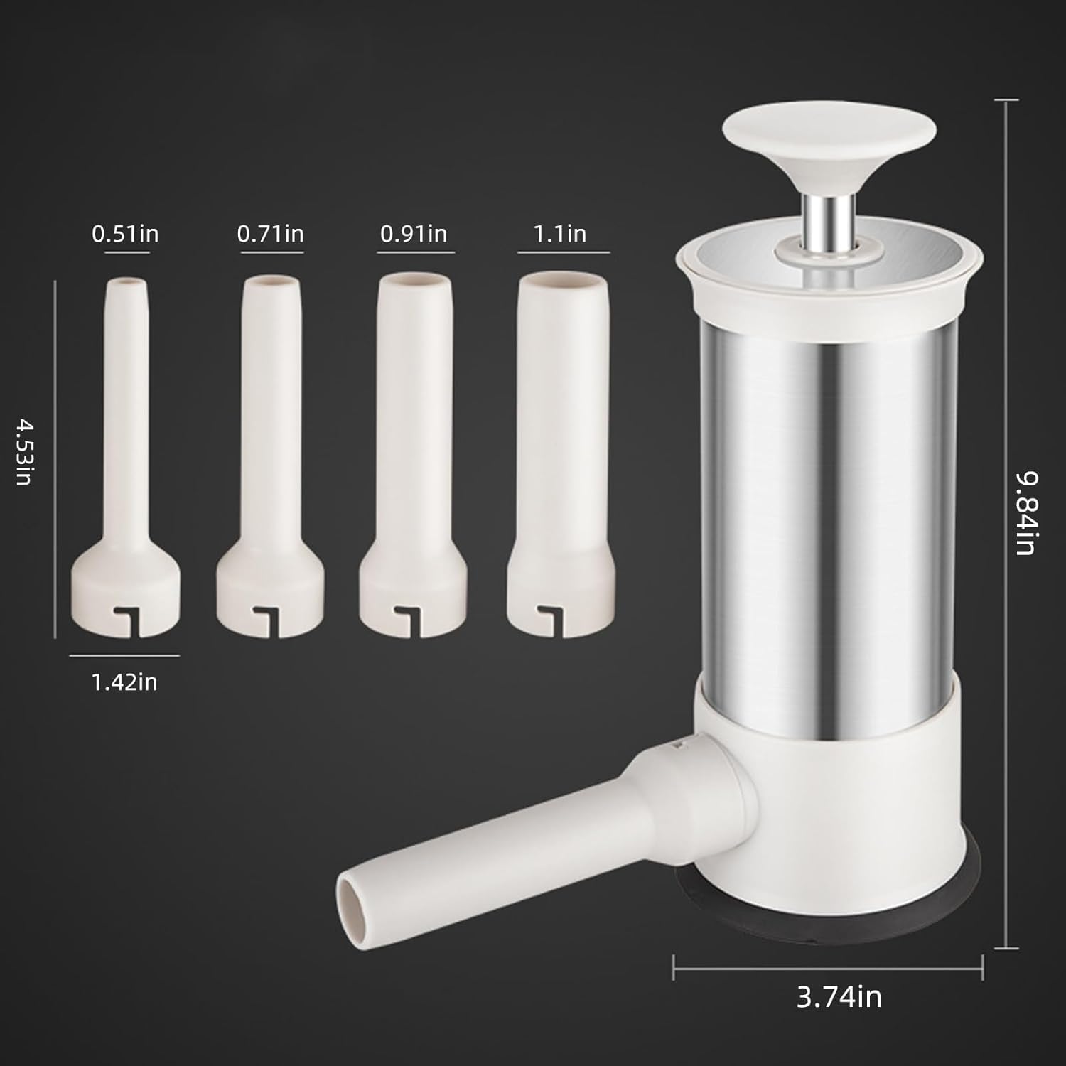 Máquina de salchichas casera de cocina con 4 tubos de relleno, máquina de salchichas vertical, relleno rápido de salchichas, 2.2 libras