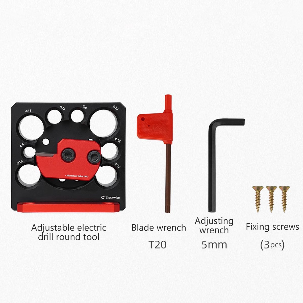 Kit de plantillas de clavijas ajustables, 6 piezas, métrica de 0.315 a 0.787 pulgadas con hoja de carburo, taladro eléctrico, varilla redonda,