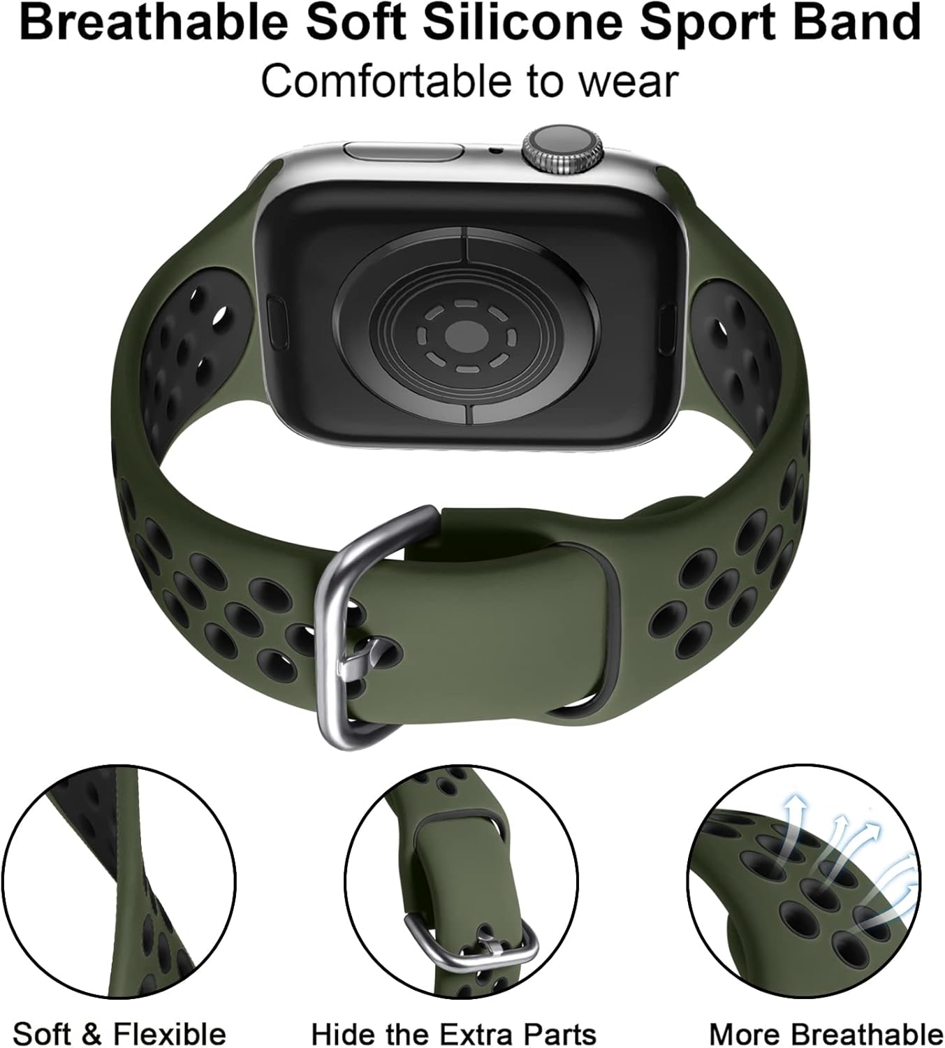 Lerobo Paquete de 3 correas compatibles con Apple Watch Series 8 7 6 5 4 3 2 1 SE Ultra Band de 1.929 in, 1.772 in, 1.732 in, 1.654 in, 1.614 in,