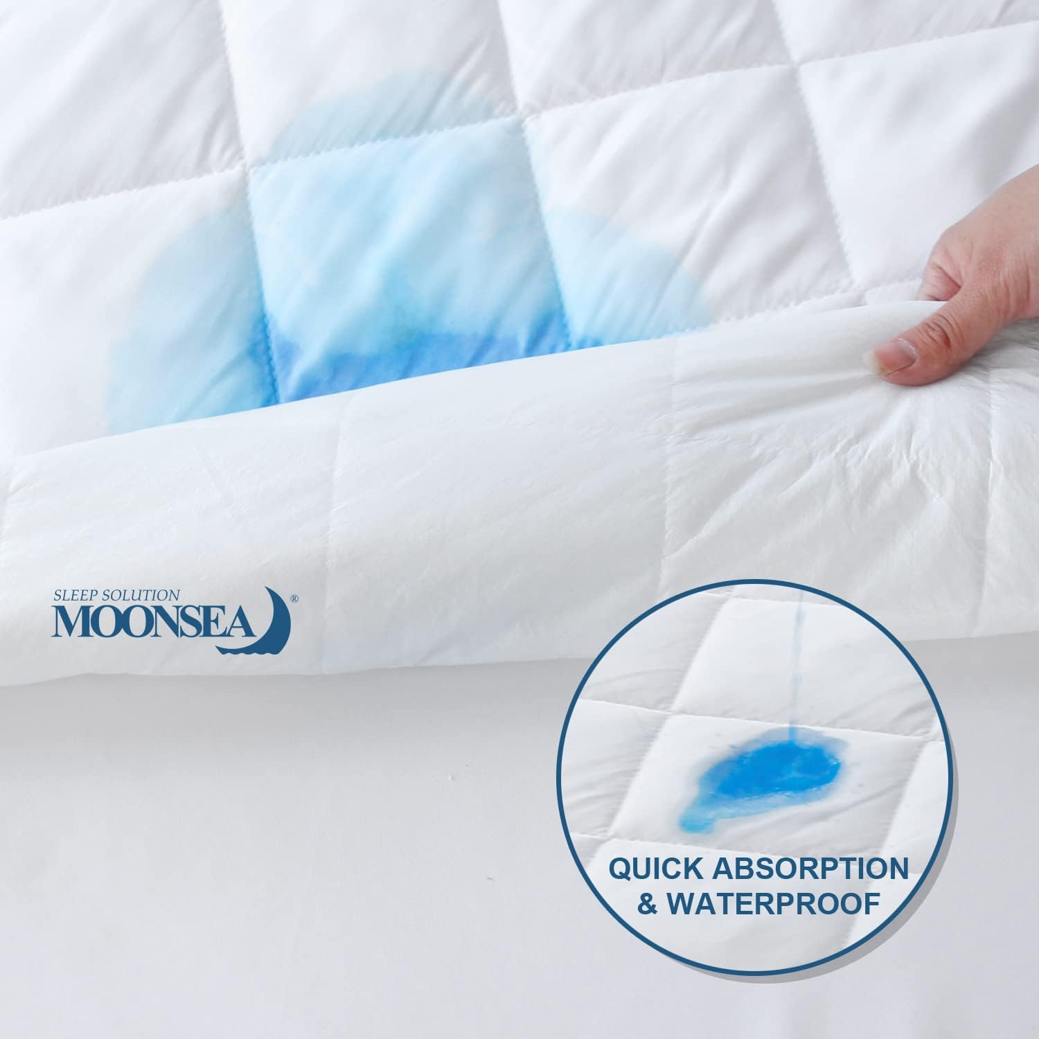 Protector de colchón de tamaño matrimonial, funda impermeable, protector de colchón ajustable absorbente, funda de colchón completa, relleno