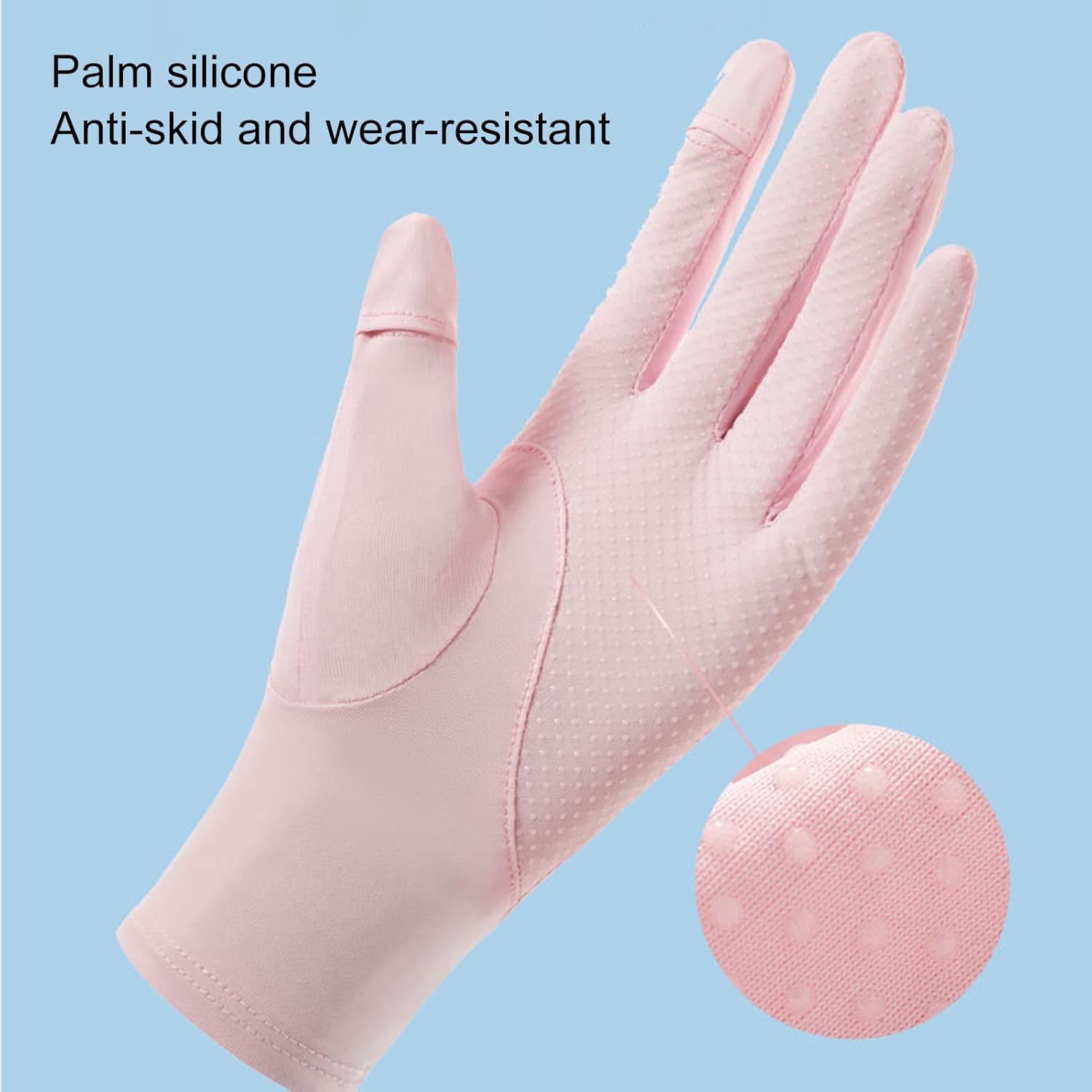 1 par de guantes elásticos de seda de hielo de verano con botones y puño, guantes de protección solar para mujer, guantes de protección solar para