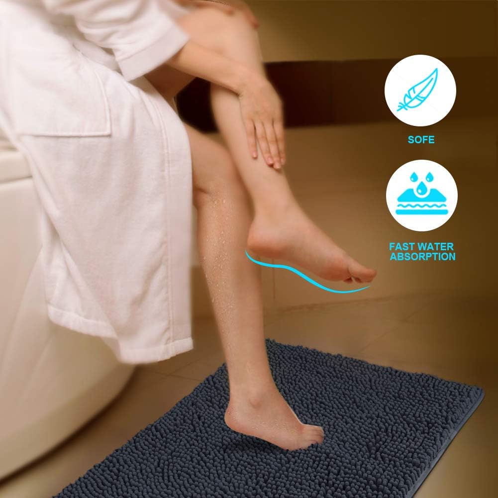 Secura Housewares – Alfombra de baño de microfibra suave, antideslizante, para puerta, baño y dormitorio absorbe el agua, lavable a máquina