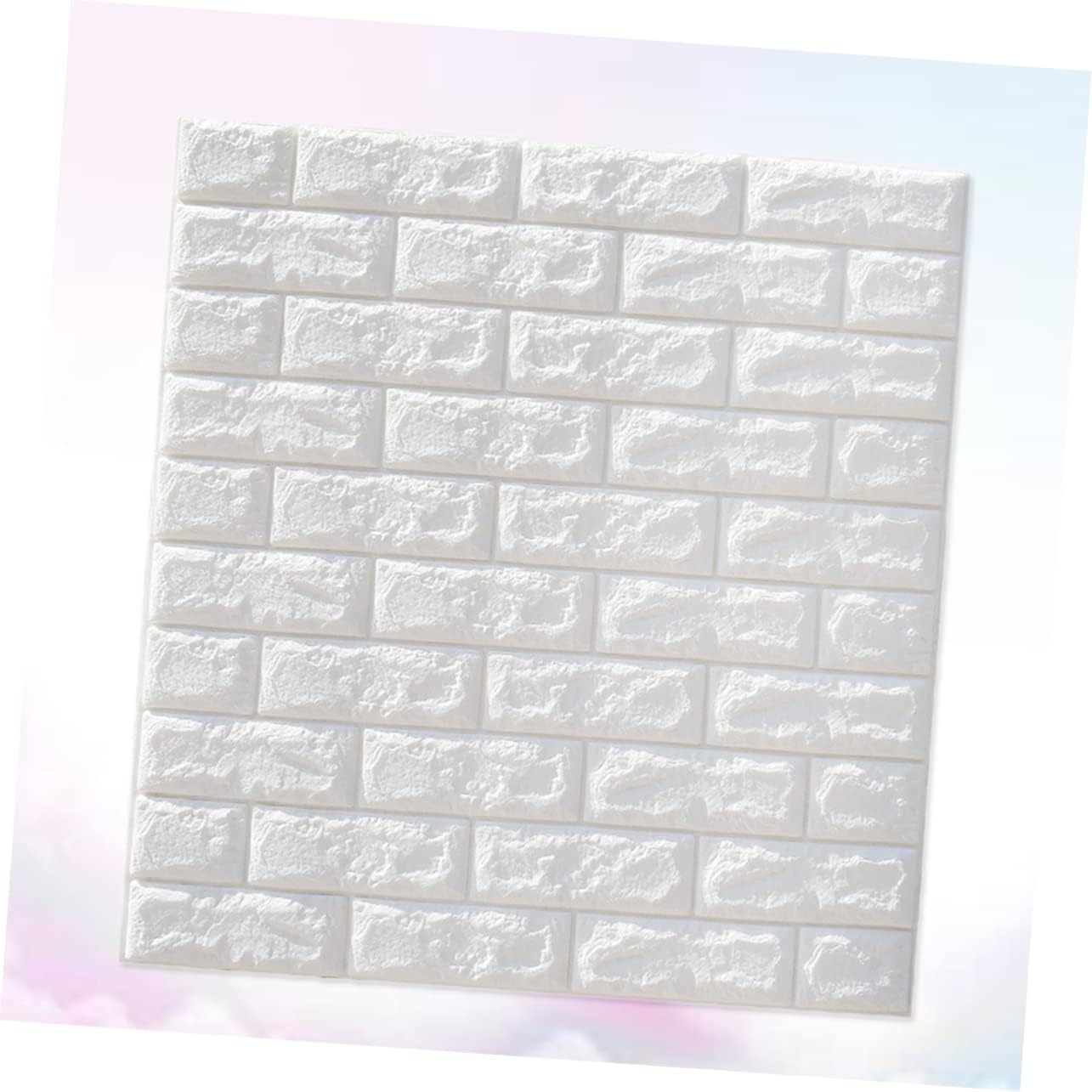 Angoily Paneles de pared de espuma, adhesivos para piso, decoración blanca, papel tapiz de ladrillo, despegar y pegar, paneles de pared 3D para