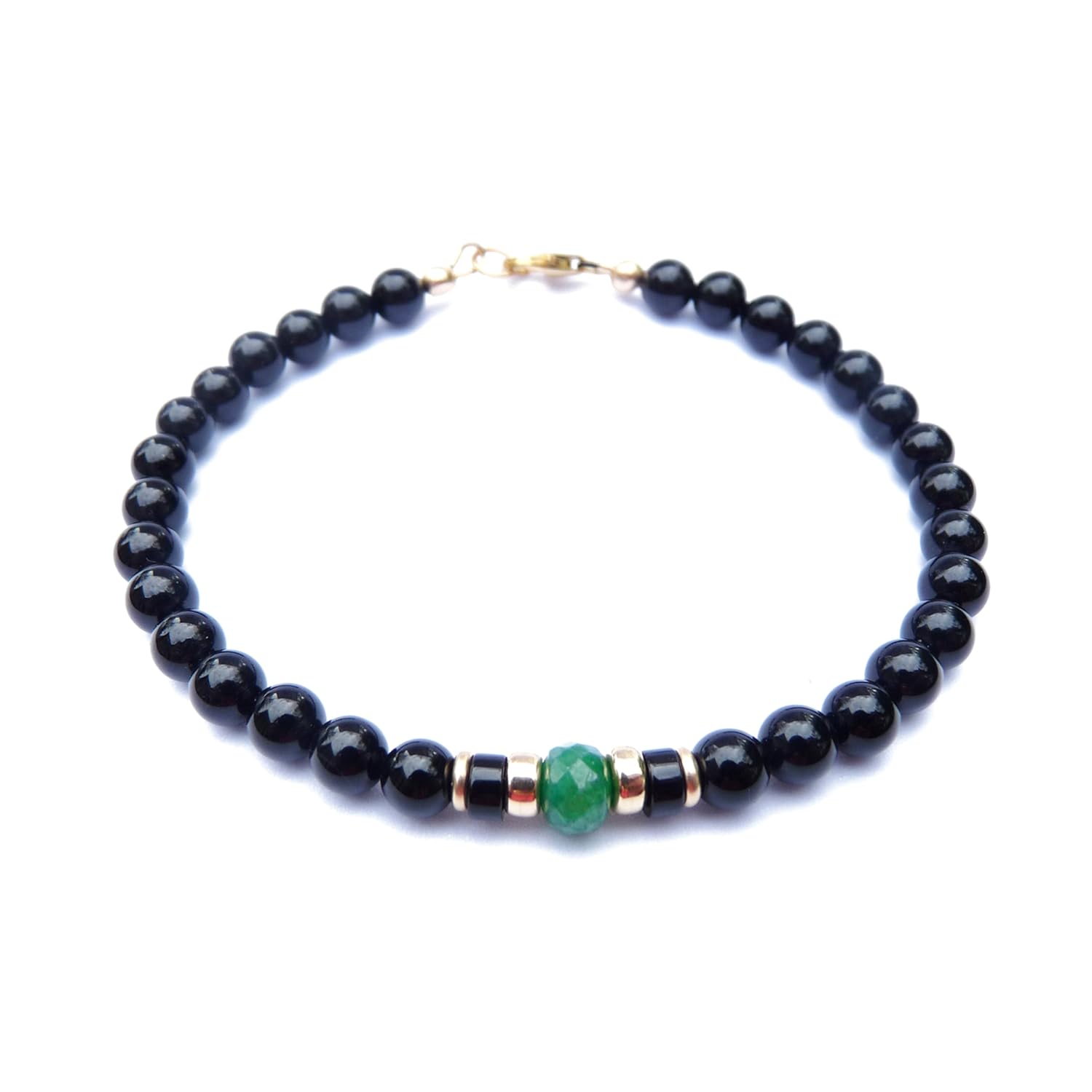 EMERALD Jewelry Mens Birthstone May Birthstone Taurus & Genini Zodiac 6MM Black Beaded Father & Son Gifts