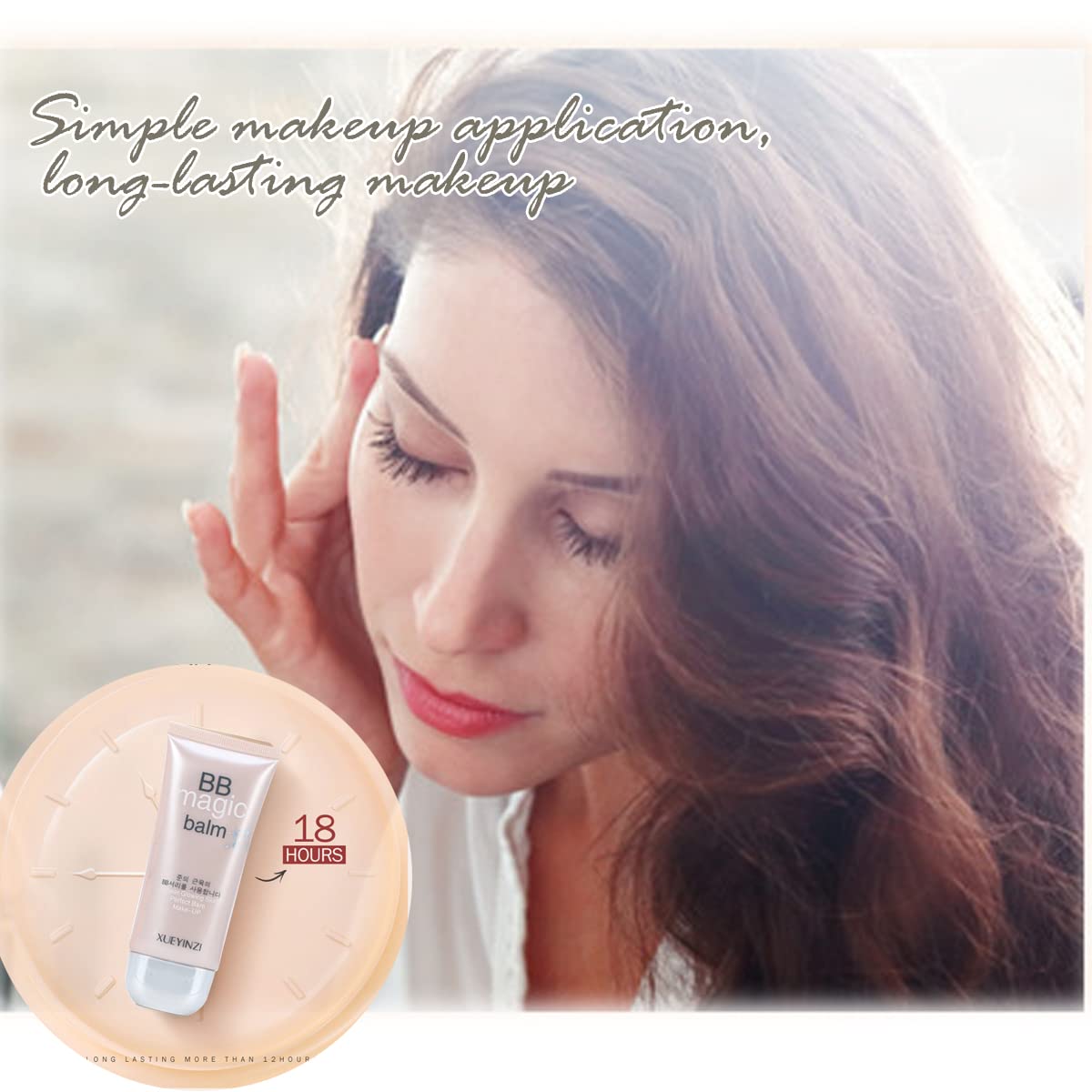 Crema BB hidratante, corrector hidratante, base de maquillaje desnuda duradera, base líquida, crema hidratante BB Cream unifica el tono de piel para
