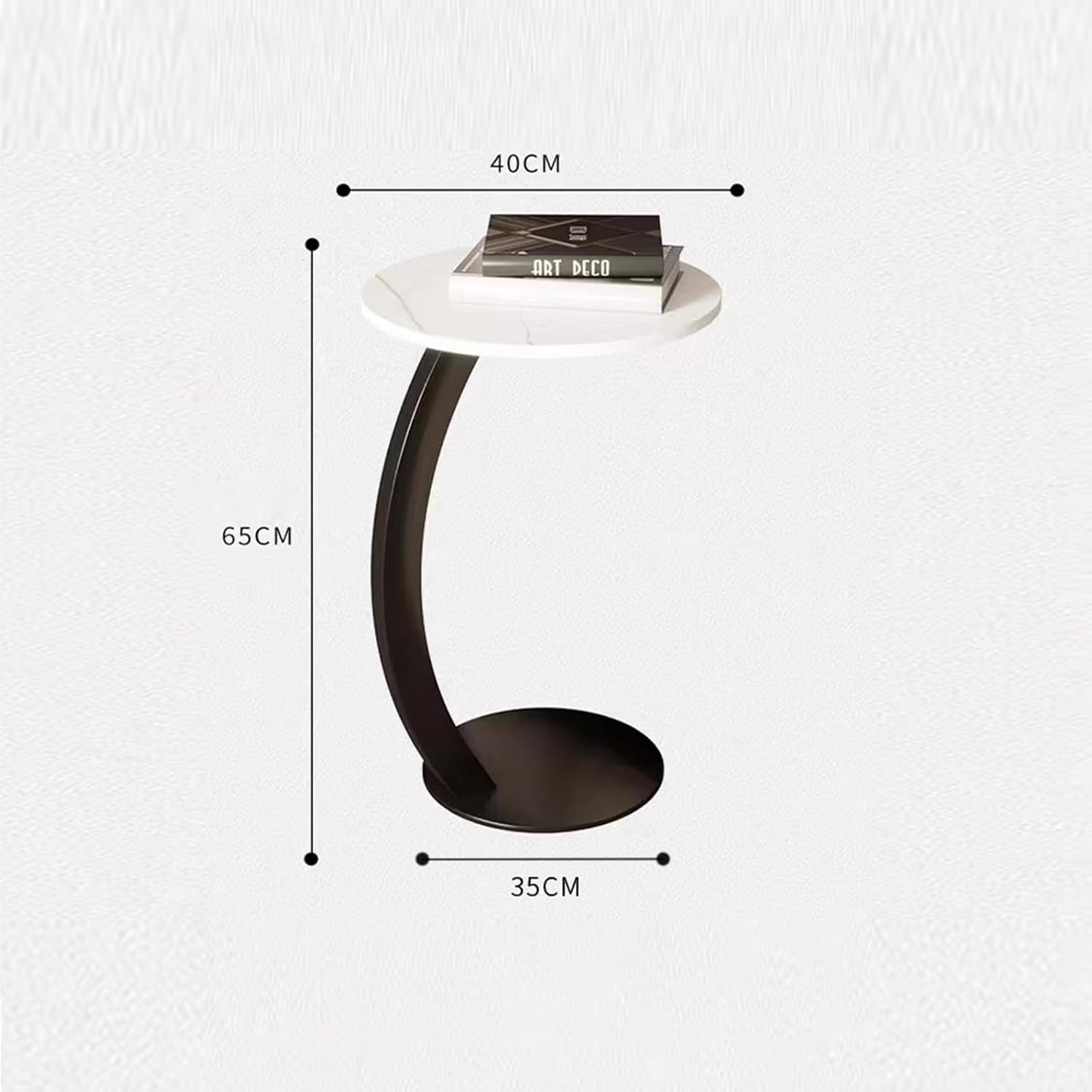 HASMI Mesa auxiliar funky, mesa auxiliar para sofá, mesa auxiliar en forma de C para sofá, sofá y cama, mesa de escritorio grande en C para sala de