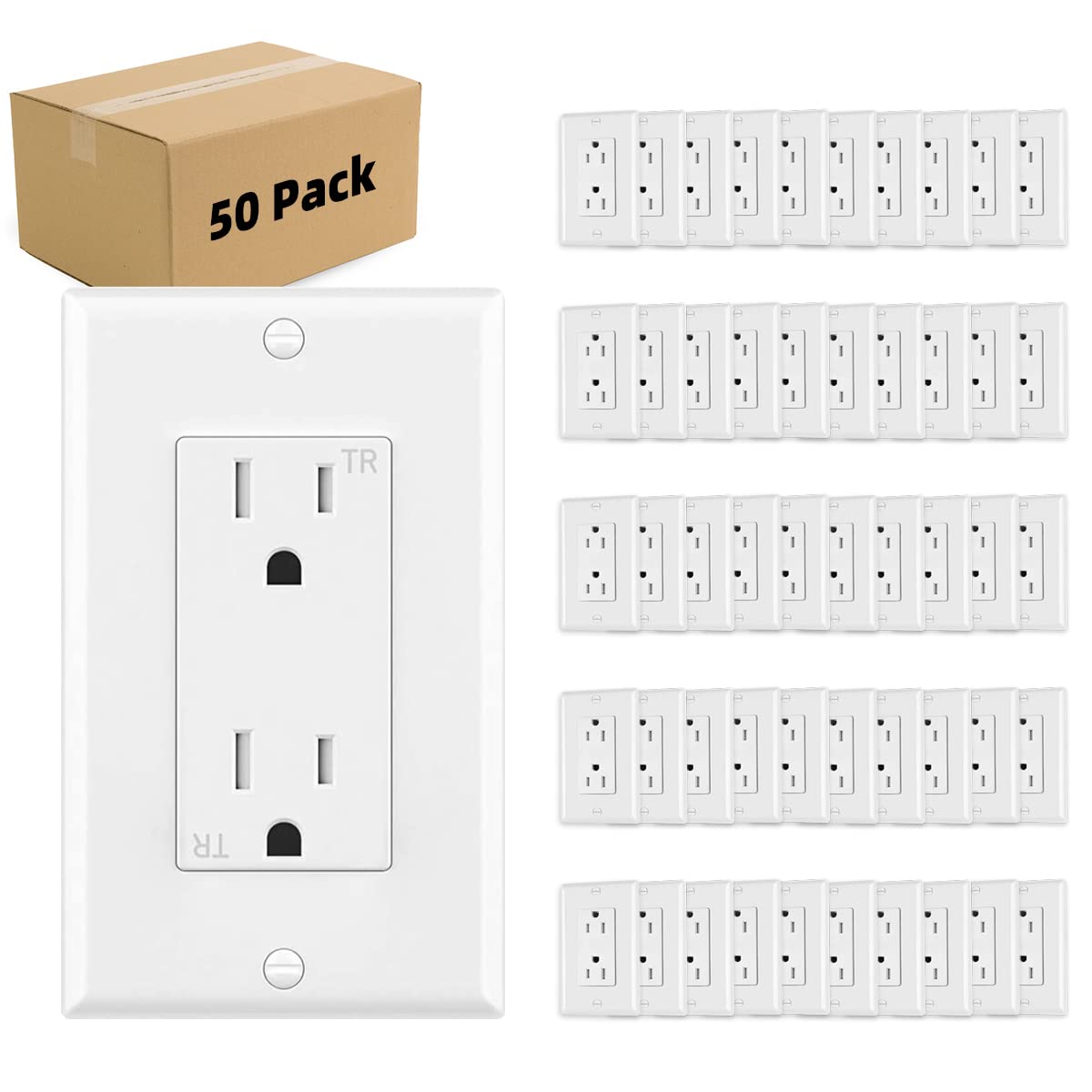 Enchufe de salida, Decora Receptáculo, 15 Amp, 125 voltios, resistente a manipulaciones, conexión a tierra con placas de pared, certificación UL,