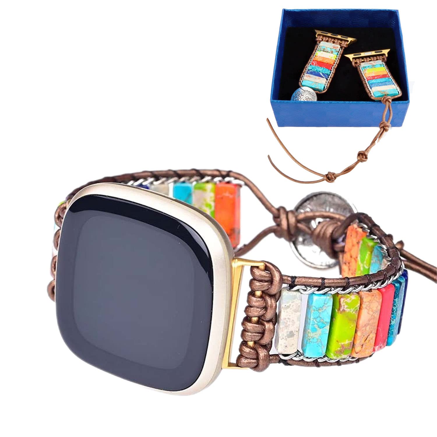 EKOBLA Handmade iWatch Bands Compatible with Apple Watch Bands 424445mm, Healing Stones Beaded Bracelet Watch Strap for iwatch Series 7654321SE,