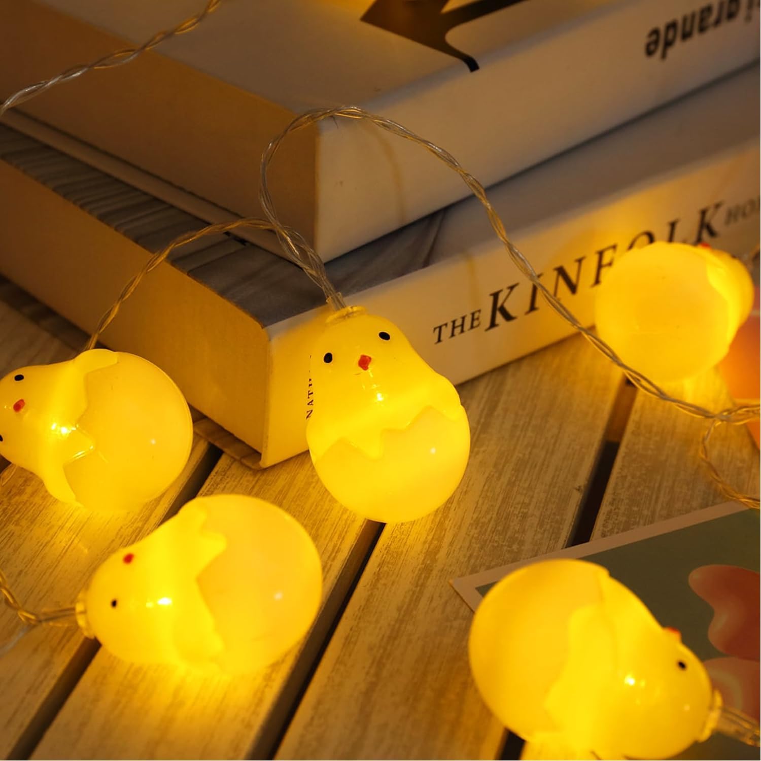 Decoraciones de Pascua para interiores, 10 pies, 20 luces LED de cáscara de huevo de Pascua, luces colgantes de huevos de Pascua, funciona con