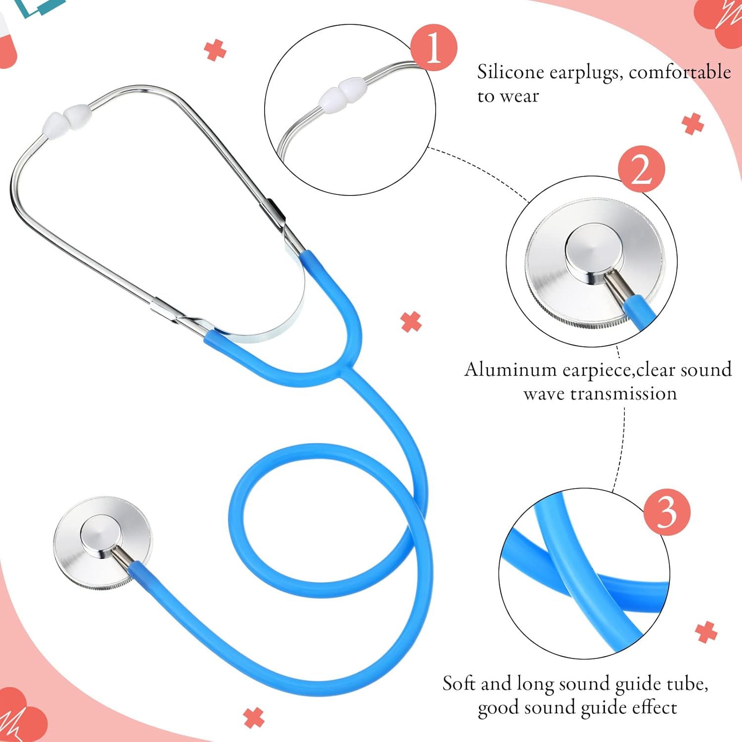 Estetoscopio de juguete para niños, estetoscopio de trabajo real para niños, estetoscopio de enfermería, kit de médico para juegos de rol, disfraz