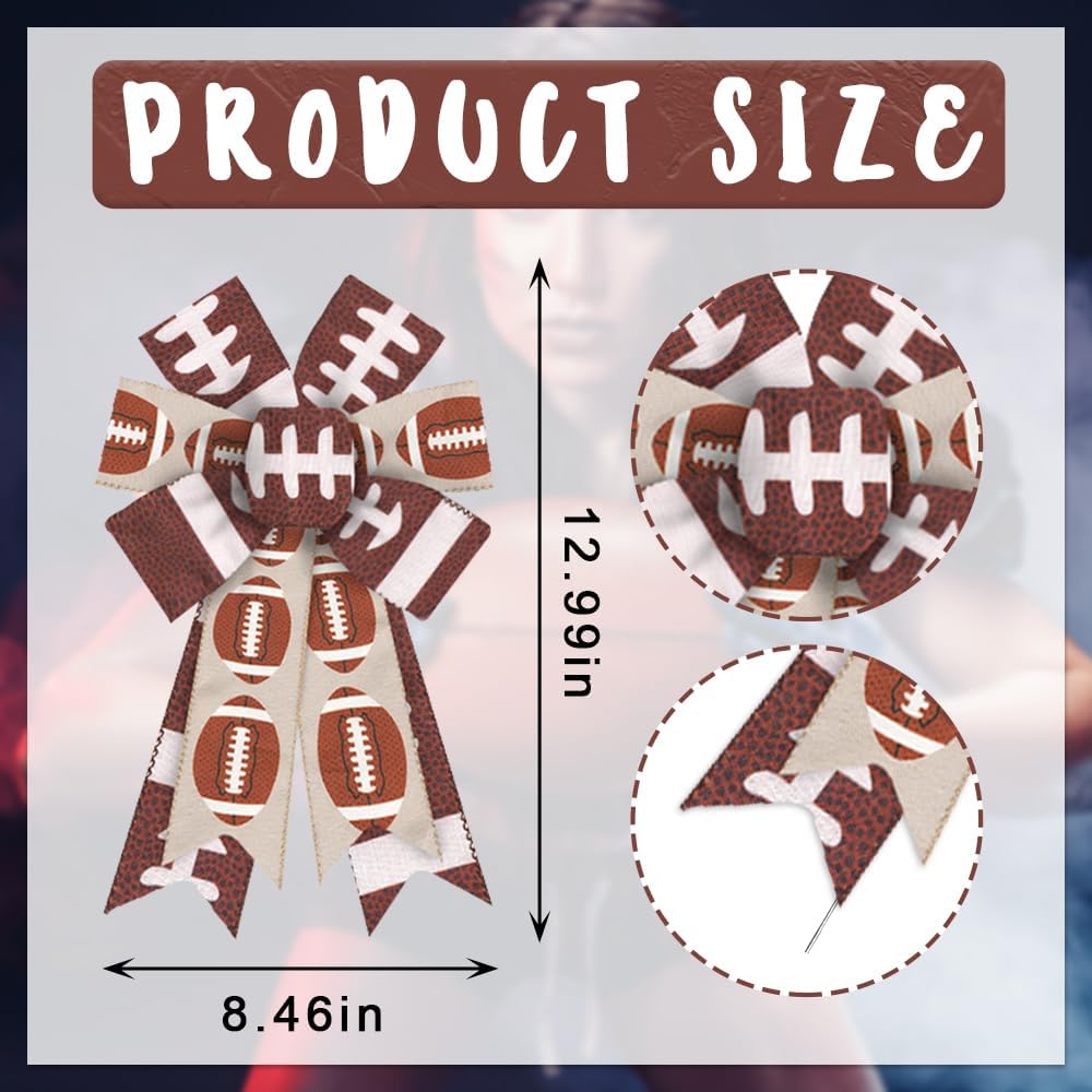 2 lazos de fútbol para corona de Super Bowl, lazo de corona de fútbol para decoración de fiesta de fútbol, día de juego, arco de corona deportiva