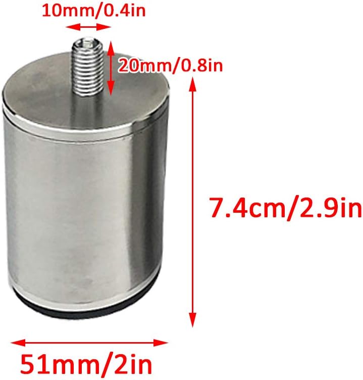Varilla roscada M10 de acero inoxidable cepillado sólido para muebles, patas de sofá de metal, patas de cama, patas de gabinete de cocina, baño,