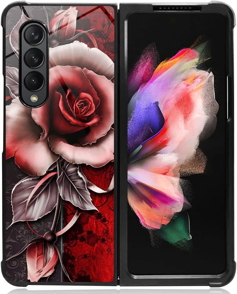 TnXee Funda compatible con Samsung Galaxy Z Fold 3 5G, bonita rosa de fantasía para hombres y mujeres, funda para Samsung Galaxy Z fold 3 5G