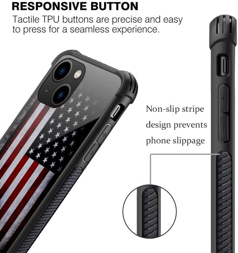 ZHEGAILIAN Funda compatible con iPhone 14 Plus, funda de bandera antigua para iPhone 14 Plus para niños y hombres, diseño de patrón de vidrio