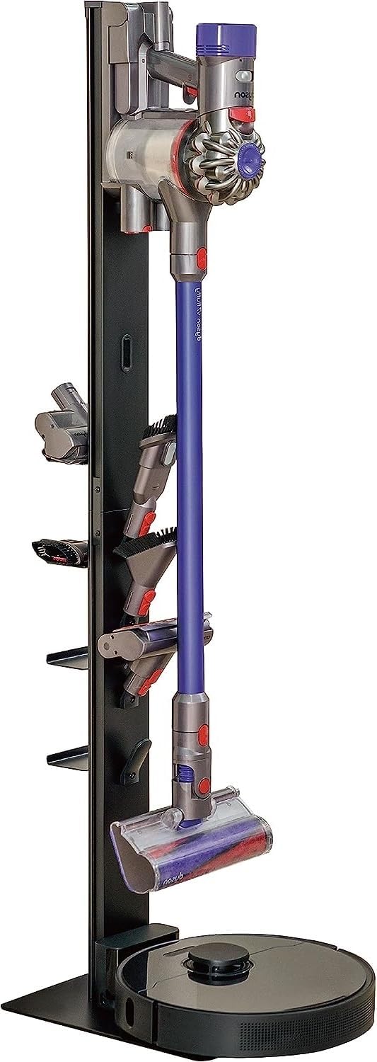 Mount Plus HAB2-HS Premier – Soporte de almacenamiento de aluminio hecho para Dyson V15 V12 V11 V10 V8 V7 V6 aspiradora inalámbrica y robot de piso