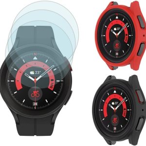 Protector de pantalla (3+2 unidades) compatible con Samsung Galaxy Watch 5 Pro de 1.772 pulgadas, película de vidrio templado antiarañazos, Protector de pantalla (3+2 unidades) compatible con Samsung Galaxy Watch 5 Pro de 1.772 pulgadas, película de vidrio templado antiarañazos,
