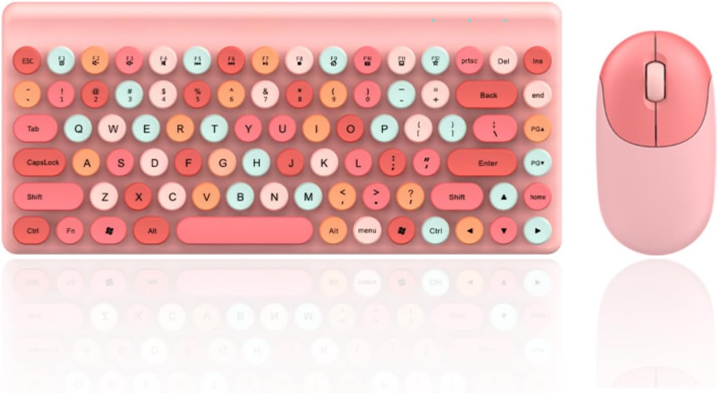 Combos de teclado, Mezcla de colores Retro Máquina de escribir Teclado Flexible 86 Teclas, 2.4G USB 1200DPI, Teclado de computadora con tapa redonda