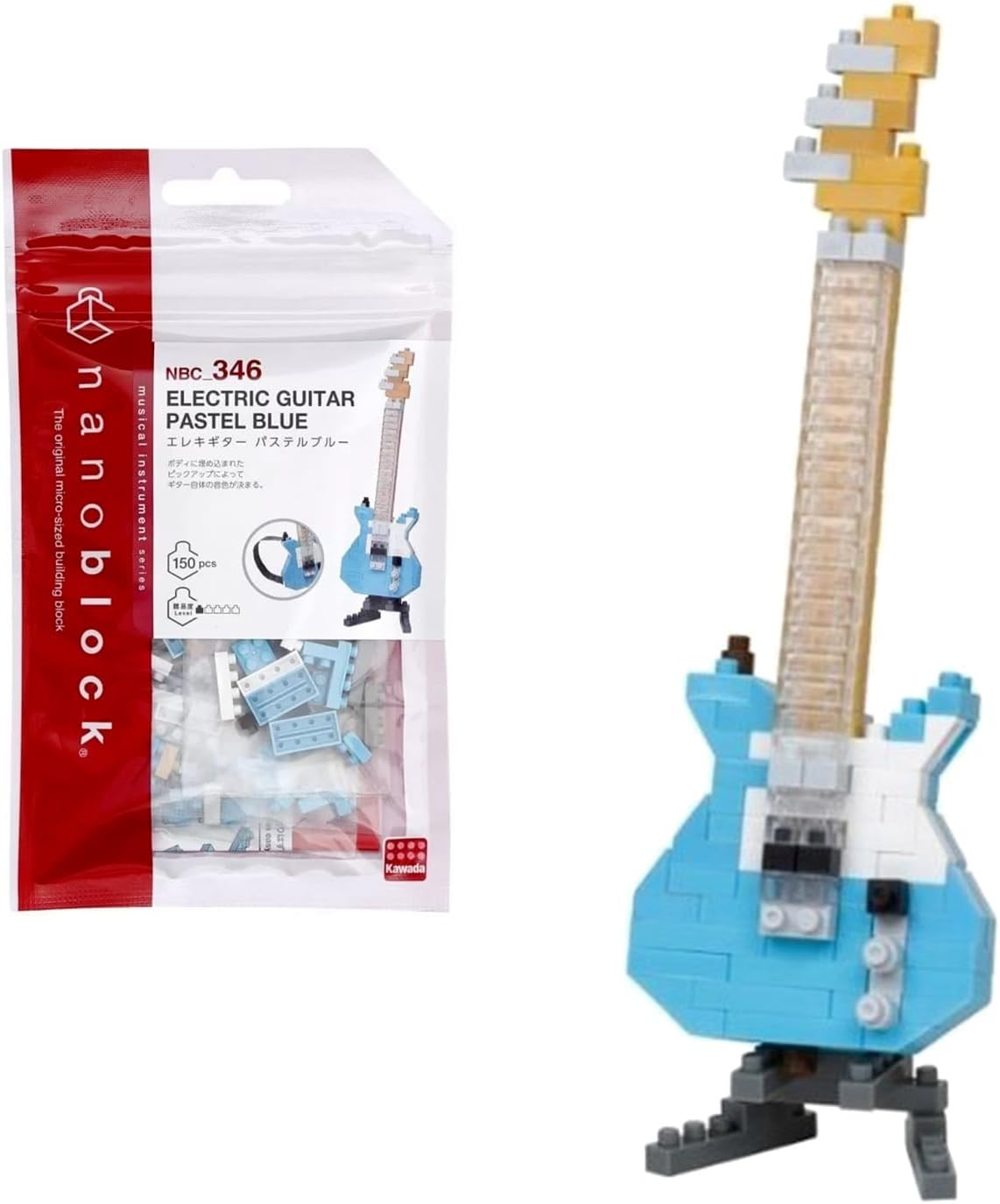 nanoblock – Guitarra Eléctrica Azul Pastel, Instrumentos, Kit de Construcción Serie Colección
