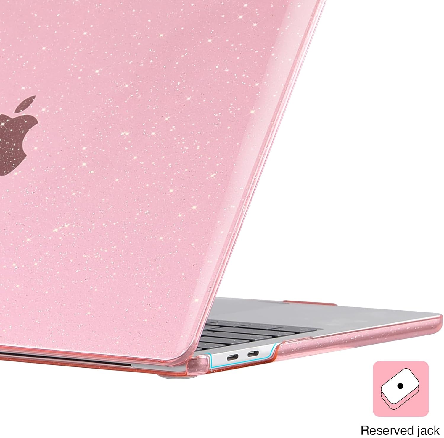 EooCoo Funda rígida con purpurina compatible con MacBook Air de 13 pulgadas 2022 2021-2018 M1 A2337 A2179 A1932 con pantalla de retina, funda +