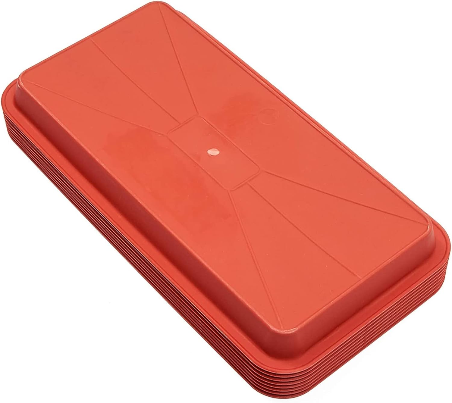 Juvale Paquete de 8 bandejas de plástico para goteo, macetas, ollas, bandejas rectangulares para interiores y exteriores (rojo terracota, 6.5 x 12