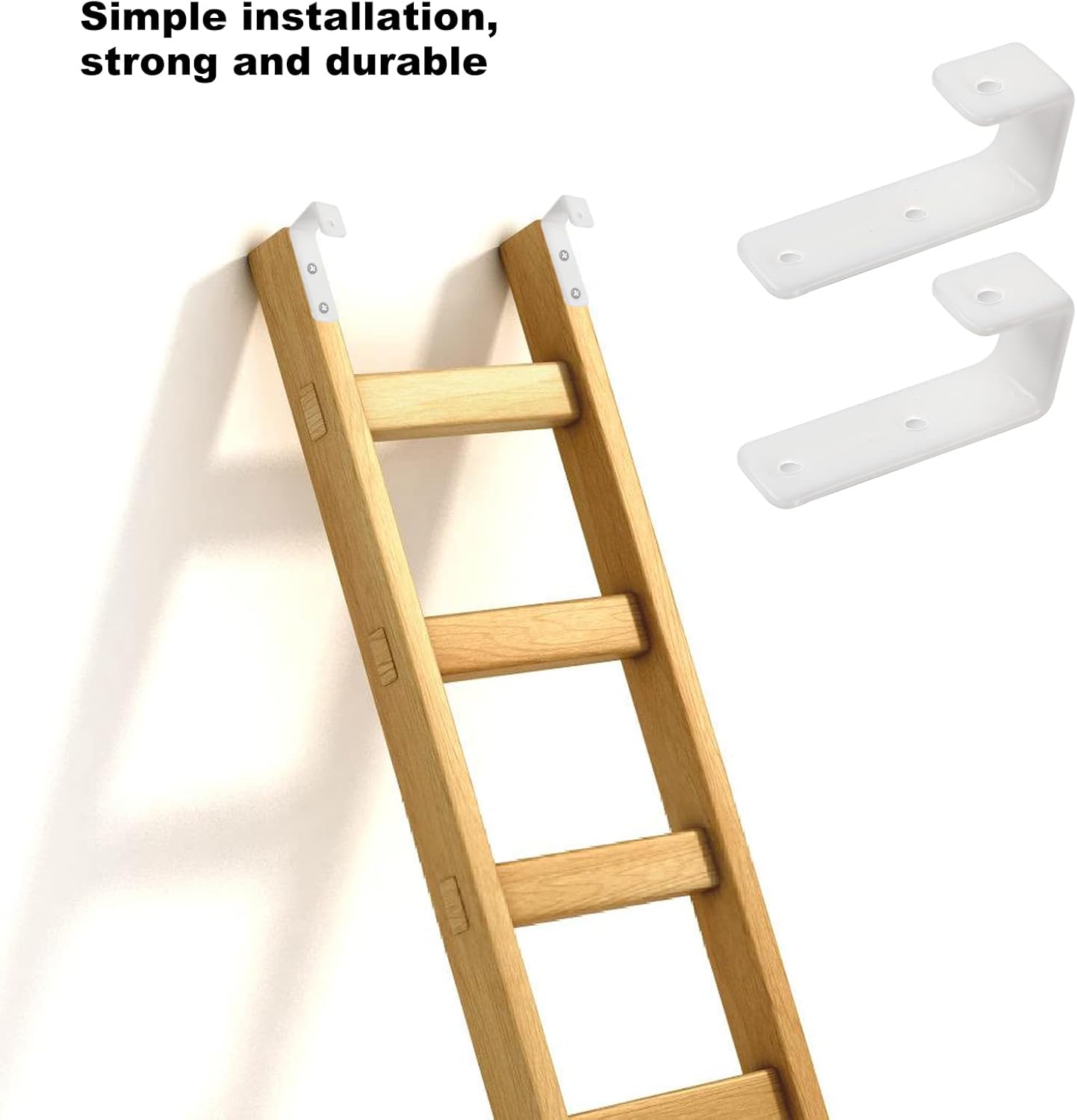Paquete de 2 soportes de gancho para litera, dentro de 1 pulgada, ganchos de escalera para cama de niños, ganchos de metal de PVC blanco, accesorios