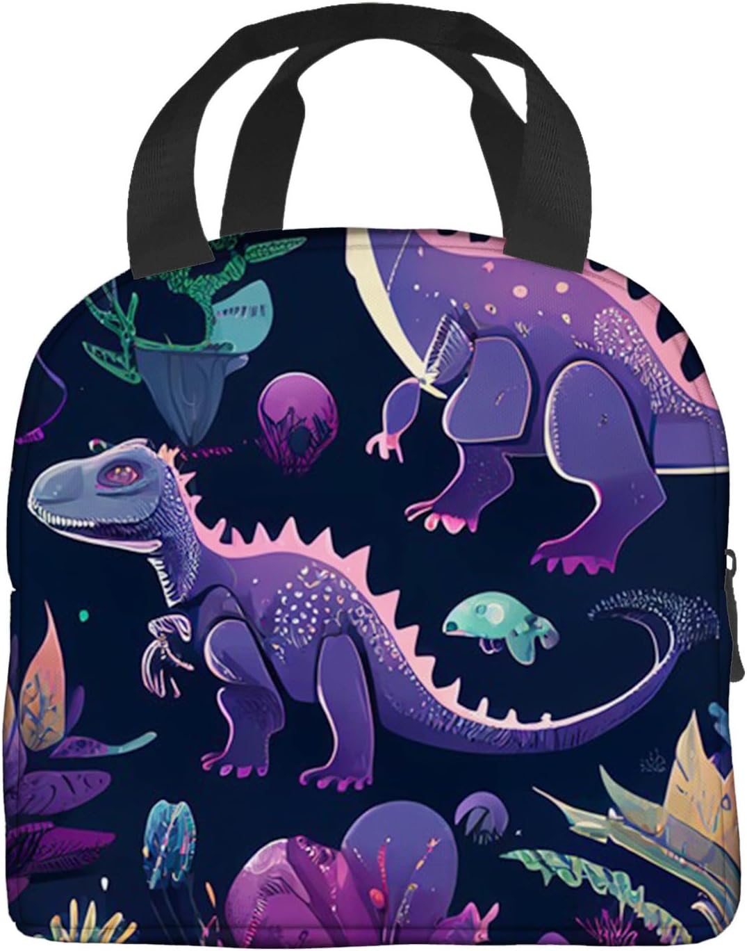 Lonchera aislada para mujeres y hombres, bonito juego de dinosaurios de dibujos animados con varias plantas, reutilizable, a prueba de fugas, para