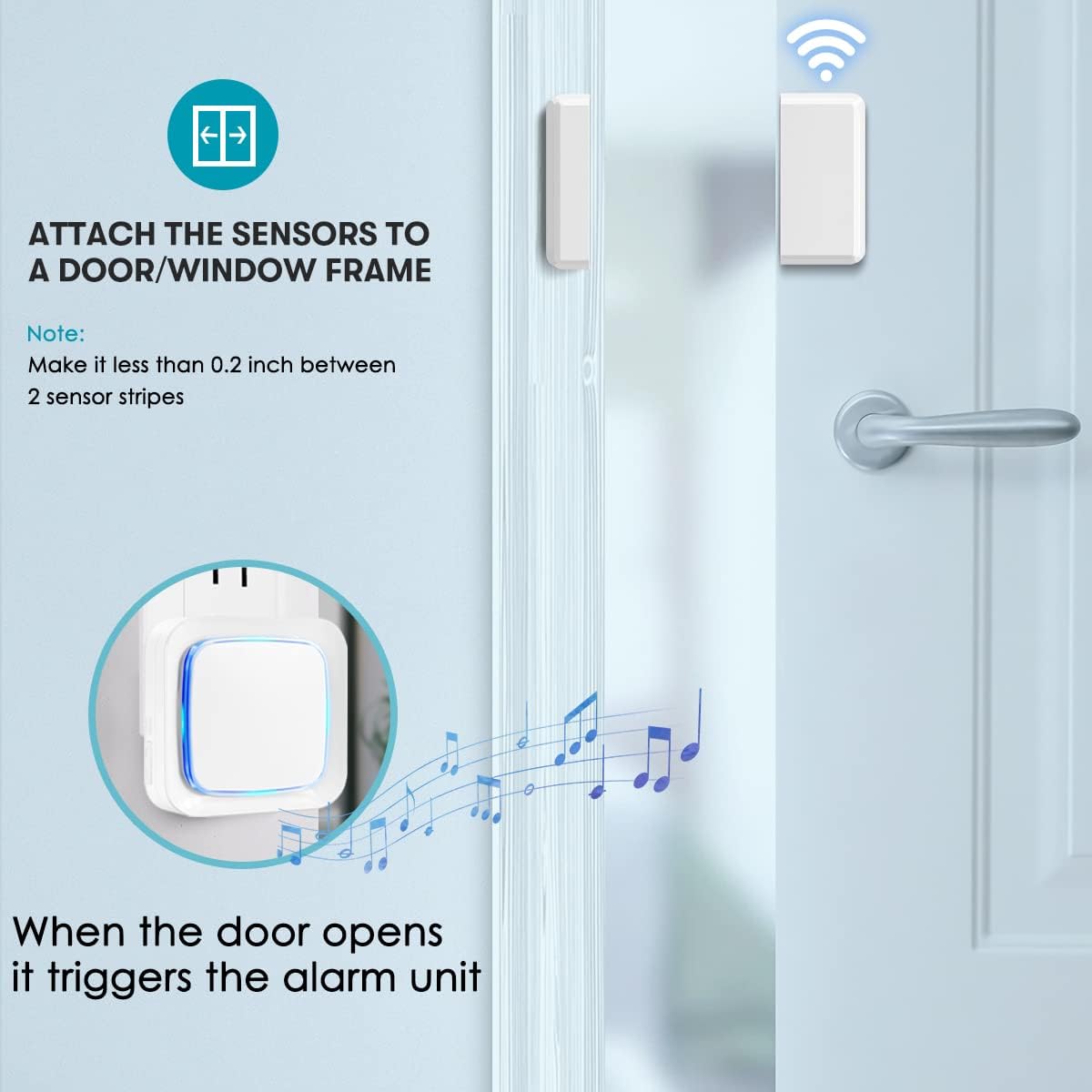 Door Sensor, Wireless Door Alert Chime Kit for HomeOfficeStore, Coolqiya Door Open Chime Alarm Entry Alert System Operating at 600 FT Range with 5