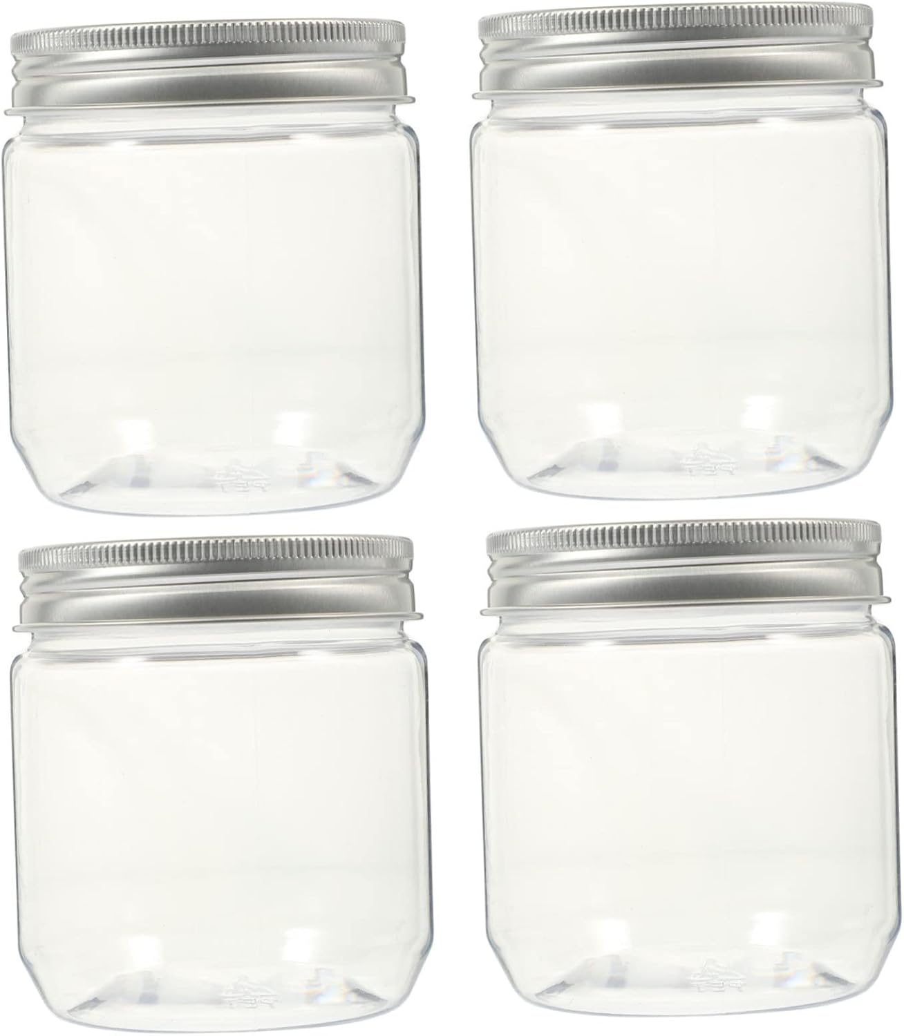 YARNOW Tarro de almacenamiento de cocina de 4 piezas de tarros de plástico con tapas para caramelos, tarros de cristal con tapas, tarros de maní con