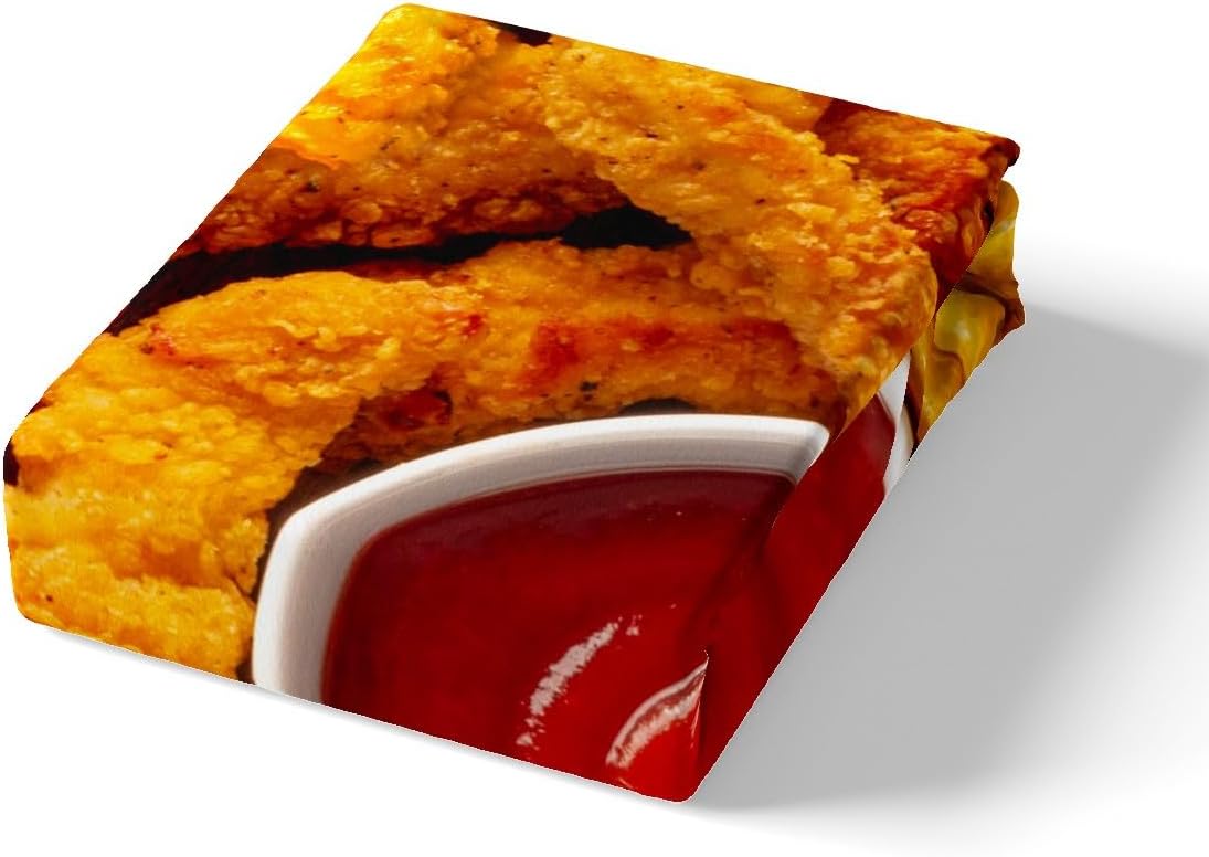 Feelyou Juego de sábanas de pollo y comida tamaño individual, sábanas de papas fritas con bolsillo profundo, juego de sábanas ajustables para niños
