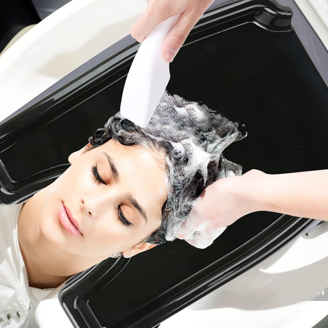 STYLANCE Bandeja portátil para lavar el cabello, cuenco de champú para el hogar, para lavar el cabello, cortar cabello, hogar, cama (negro)