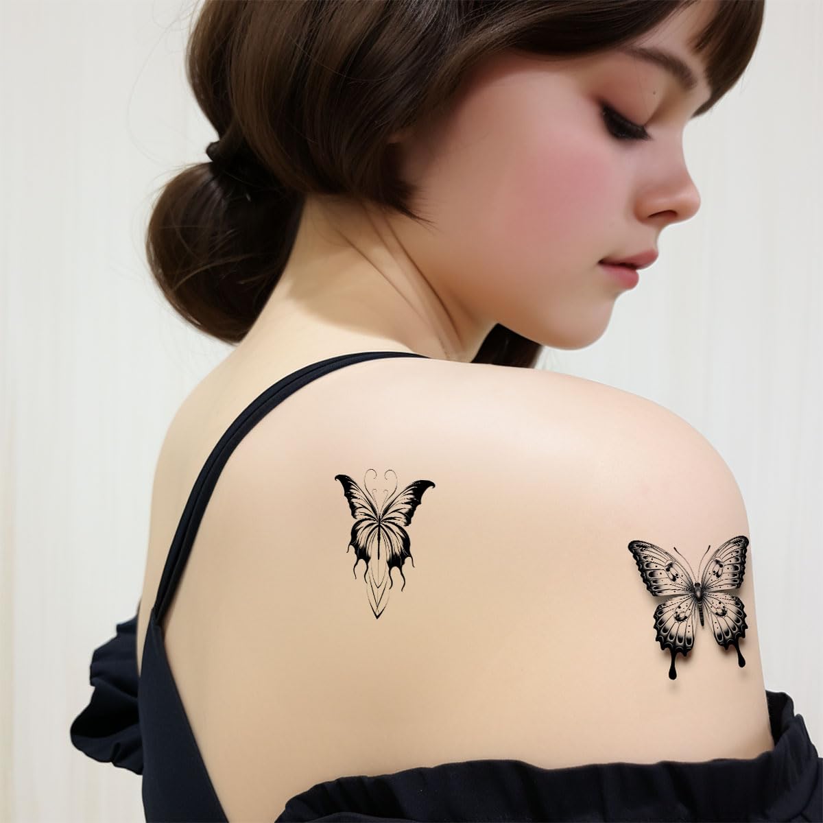 AWLEE Tatuajes temporales de mariposa para mujer, 30 hojas de tatuajes falsos de tinta que se ven reales y duran mucho tiempo, pequeños tatuajes de