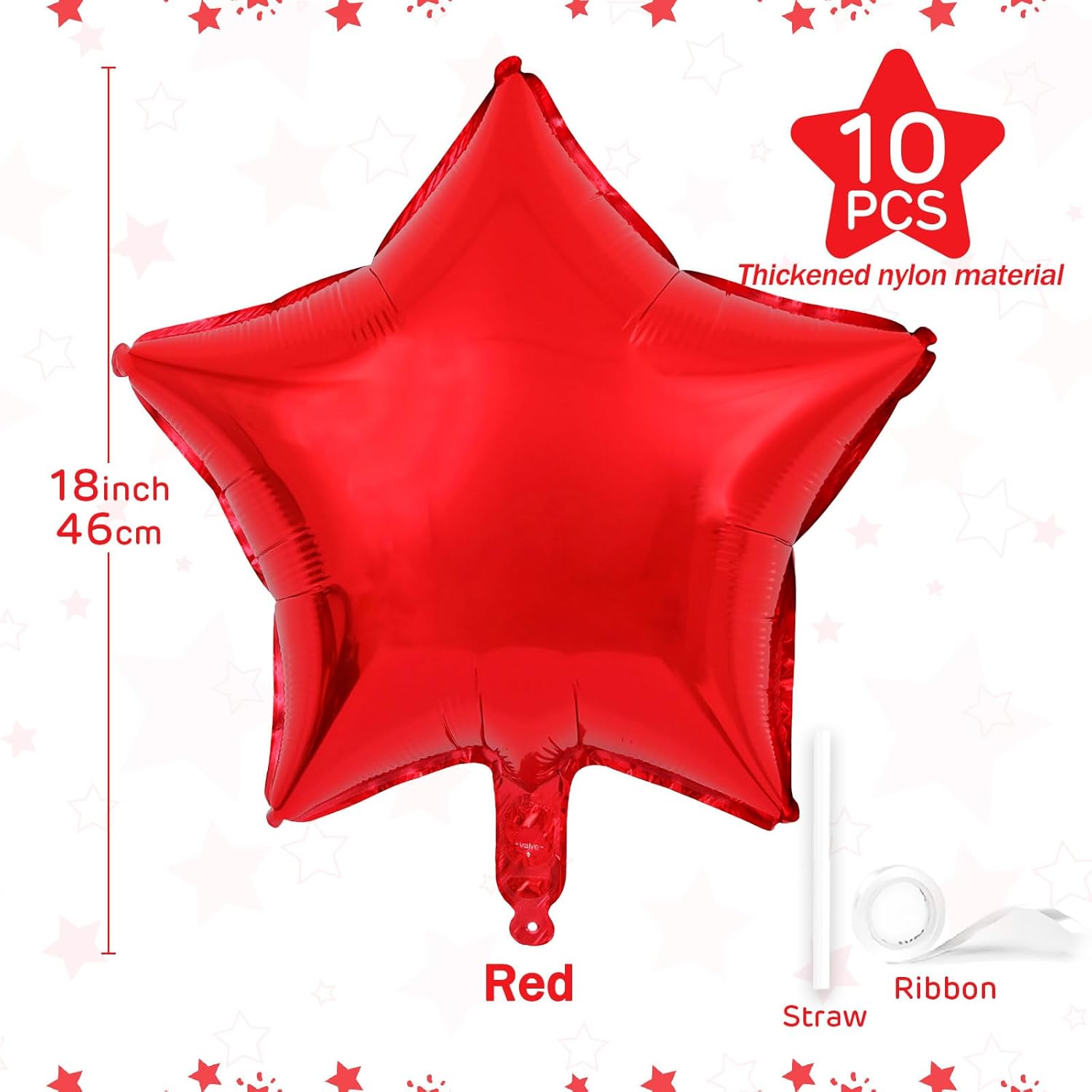 Globos de estrella roja de 18 pulgadas, 10 globos metálicos de aluminio de helio con forma de estrella roja para decoración de fiesta de cumpleaños,