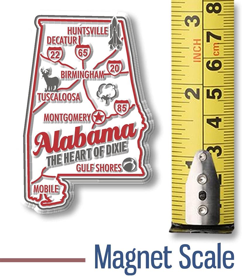 Imán Alabama Premium State de Classic Magnets, 1.8 x 2.8 pulgadas, recuerdos coleccionables fabricados en los Estados Unidos