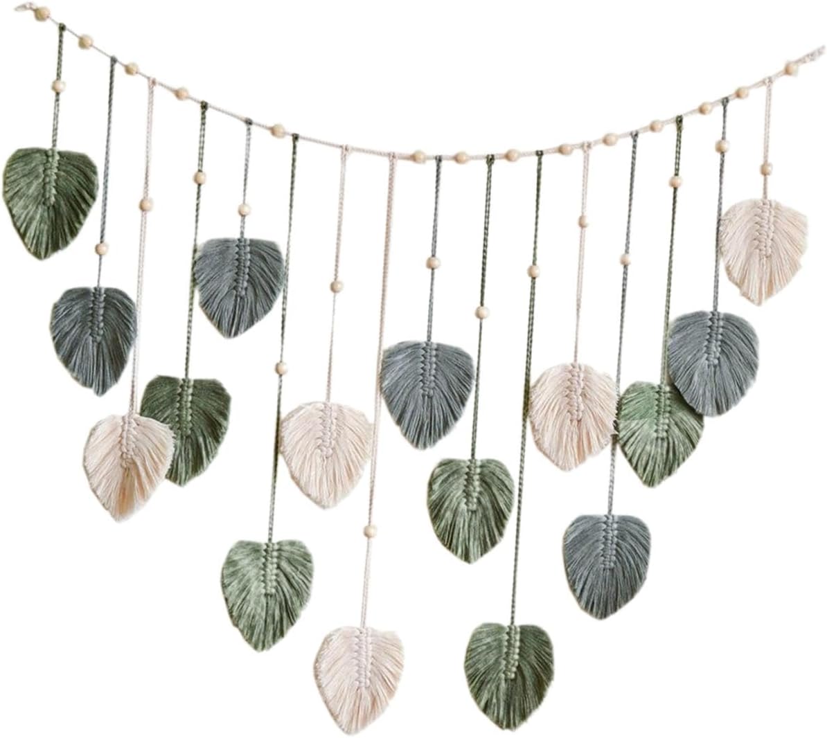 KLKCMS Tapiz tejido de macramé para colgar en la pared, telón de fondo estético bohemio para el hogar, borla de hojas de macramé, decoración de