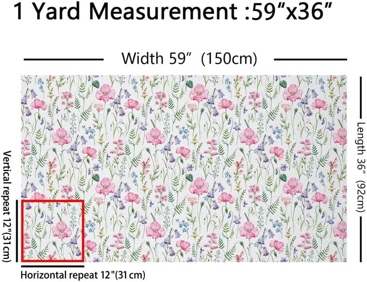 The Yard, tela de tapicería floral para sillas, tela con estampado floral de amapola rosa de The Yard, flores de jardín de acuarela, tela decorativa