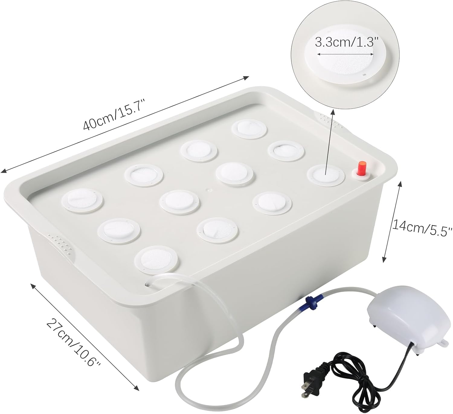 NATGAI Kit de cultivo de sistema hidropónico con bomba de aire, 12 agujeros, caja de cultivo sin suelo, caja de jardín para hierbas, lechuga,
