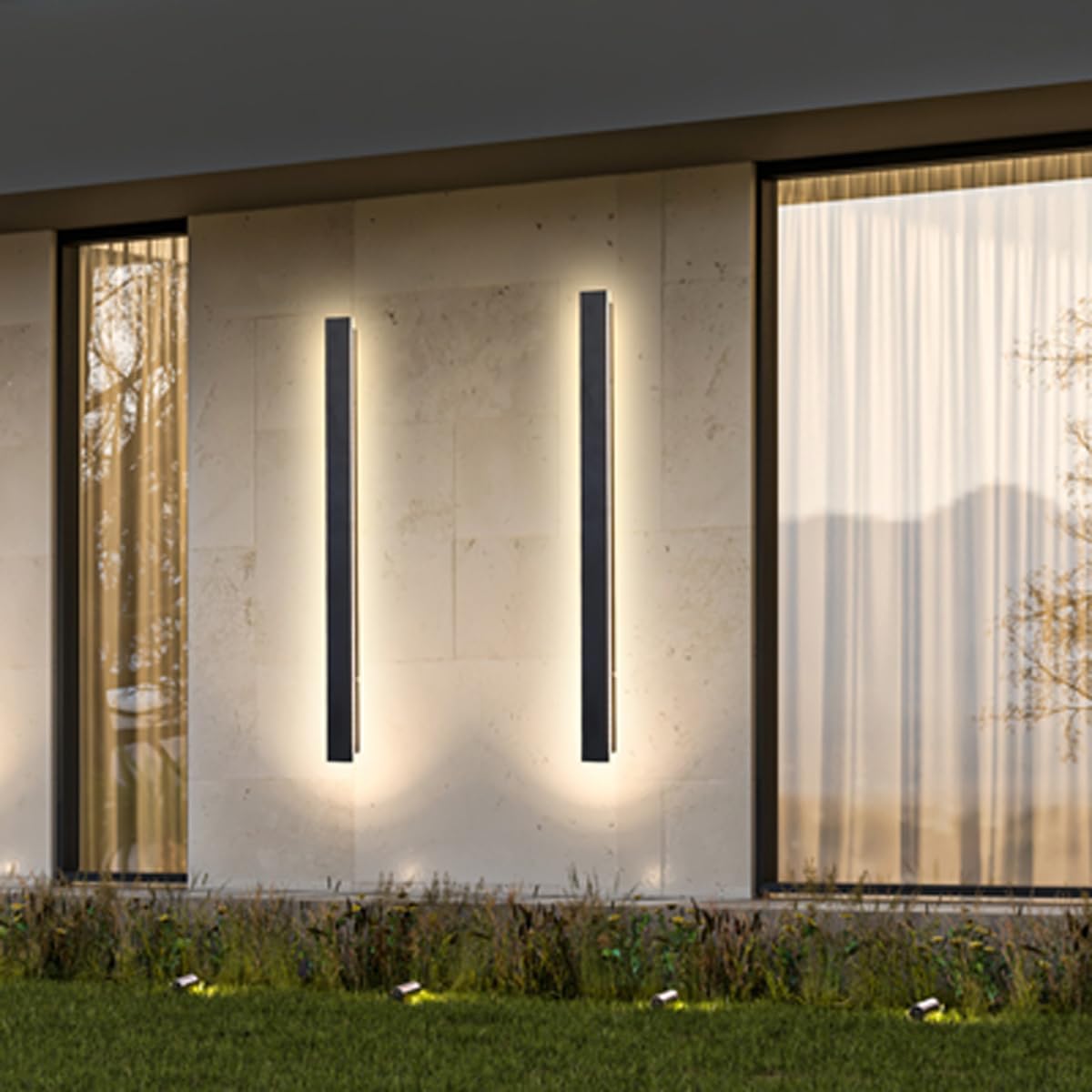 SJIGUANGZ Luces de pared modernas para exteriores de 39 pulgadas, 3000K-6000K, aplique de pared para exteriores regulable con control remoto, IP65