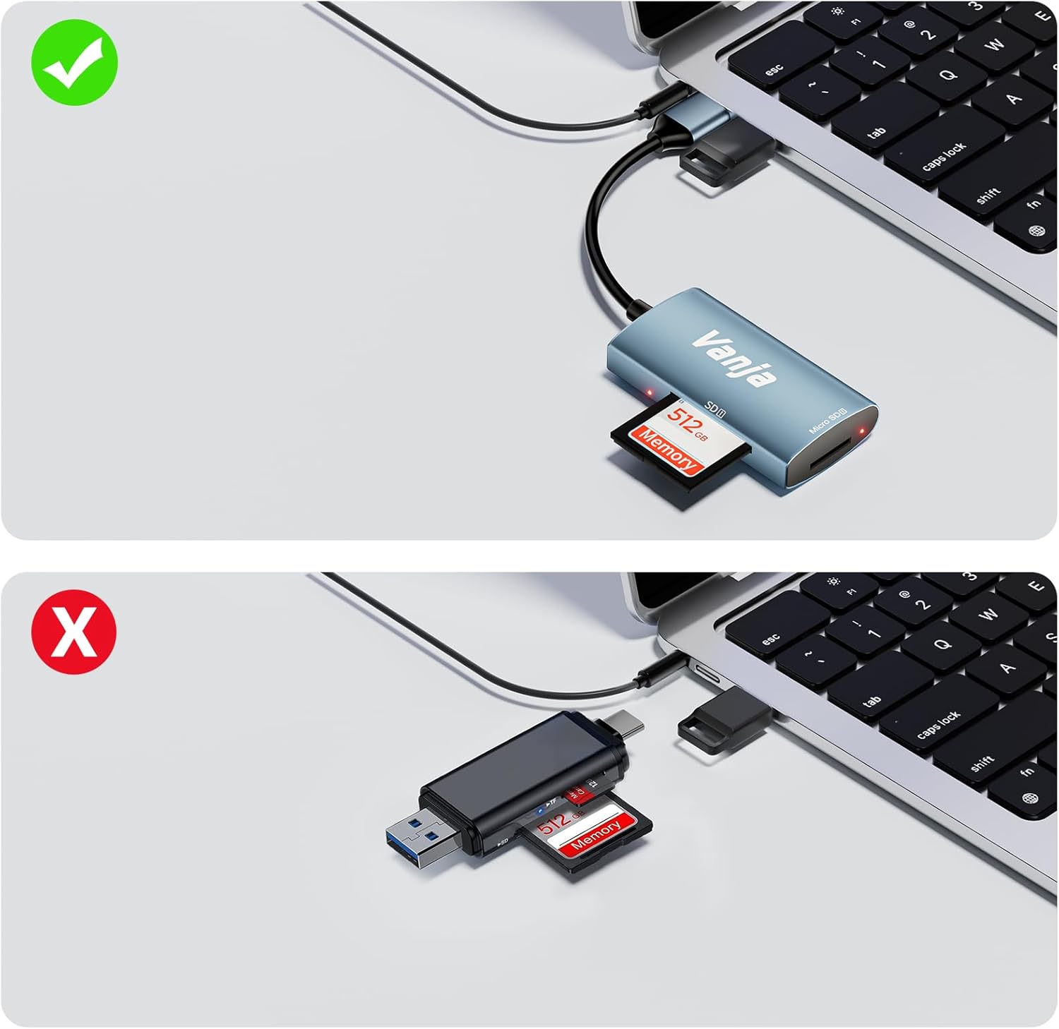 Lector de tarjetas SD USB, adaptador de tarjeta micro SD USB 3.0, adaptador de tarjeta SD a USB, lector de tarjetas de memoria, lector Vanja SD para