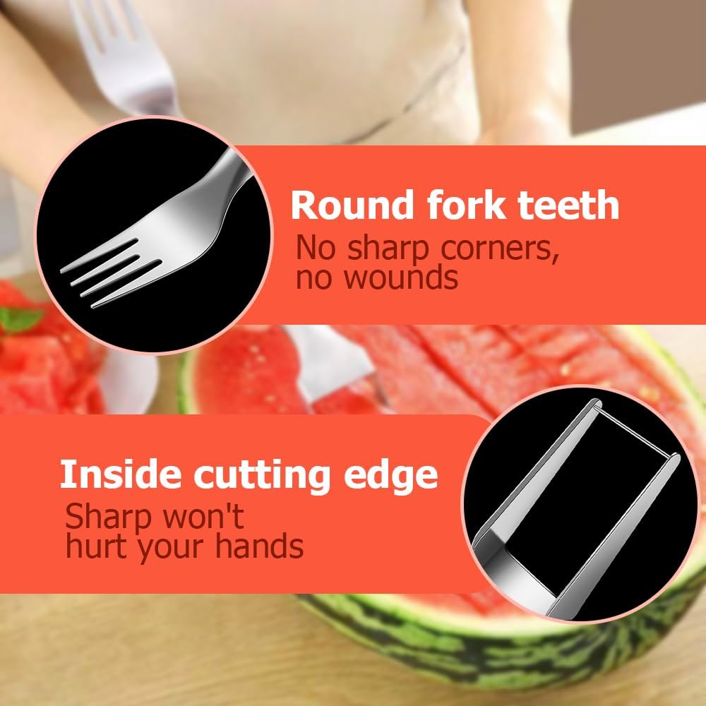 2-In-1 Stainless Steel Fruit Cutter, 2024 New Portable Watermelon Cutter Slicer Tool Melon Cube Cutter, Watermelon Windmill Fork Slicer Cutter for