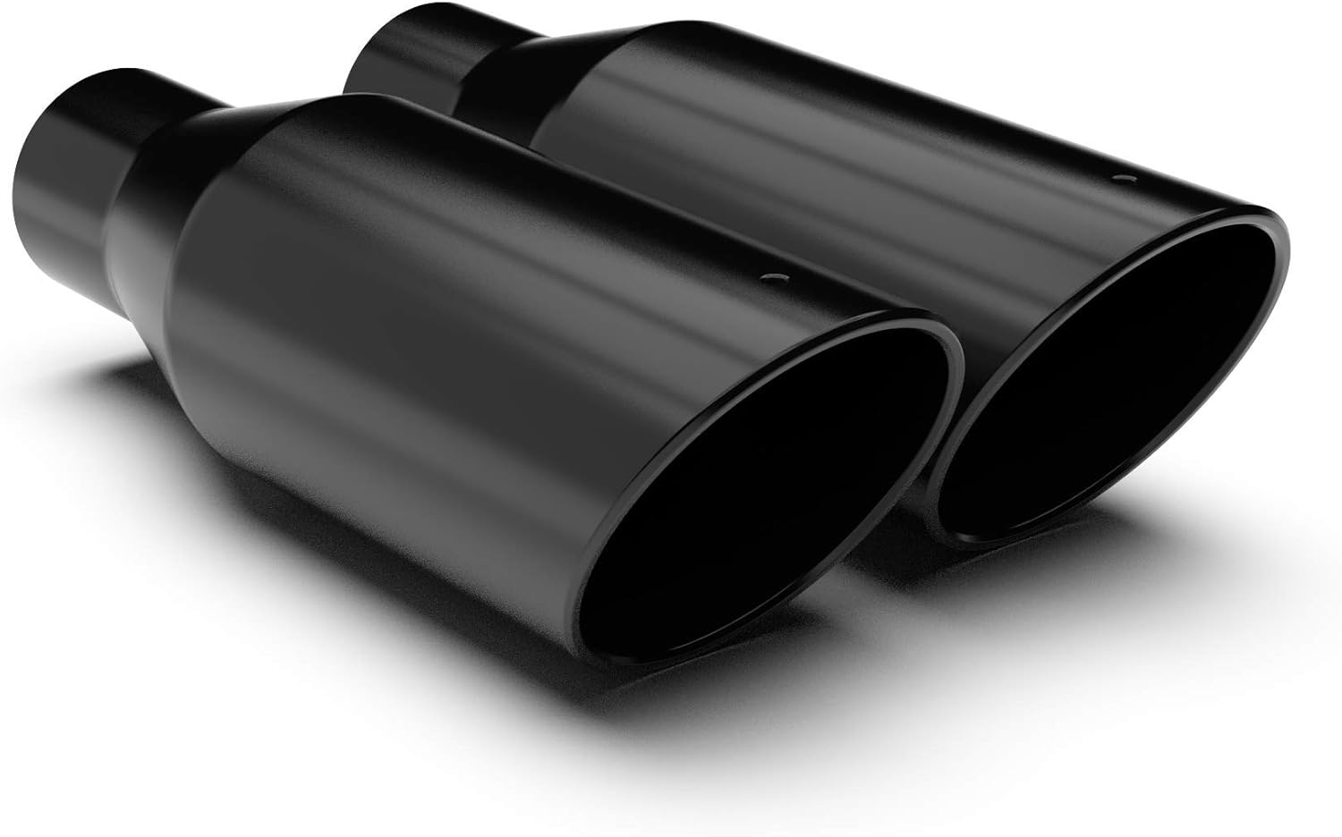 Puntas de escape cortadas en ángulo de polvo negro de 2 12 pulgadas de entrada, 12 y 18 pulgadas de longitud, paquete de 2 unidades, negro, (Black