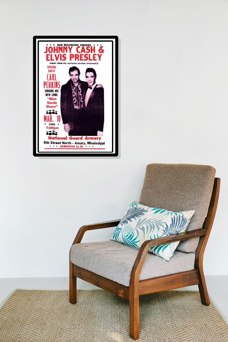 Johnny Cash w Elvis Presley – Póster de concierto vintage, Mississippi