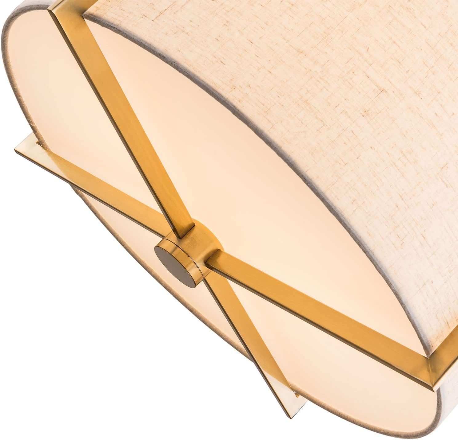 Lámpara colgante moderna de 20 pulgadas con 3 luces de tambor, lámpara colgante dorada con pantalla de tela gris plateado, altura ajustable, lámpara