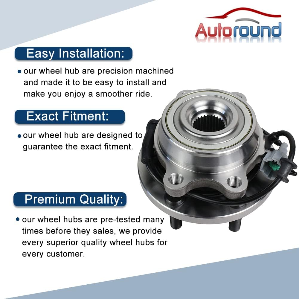 Autoround 515065 Buje de rueda delantera 4WD y conjunto de cojinetes compatible con Nissan Frontier 05-20Pathfinder 05-12Xterra 05-15, Suzuki