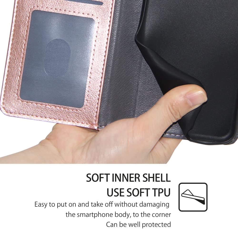 shengyue Para Samsung Galaxy A03S Clamshell Wallet Funda para teléfono móvil, Galaxy A03S caso, tarjeta cartera (oro rosa)