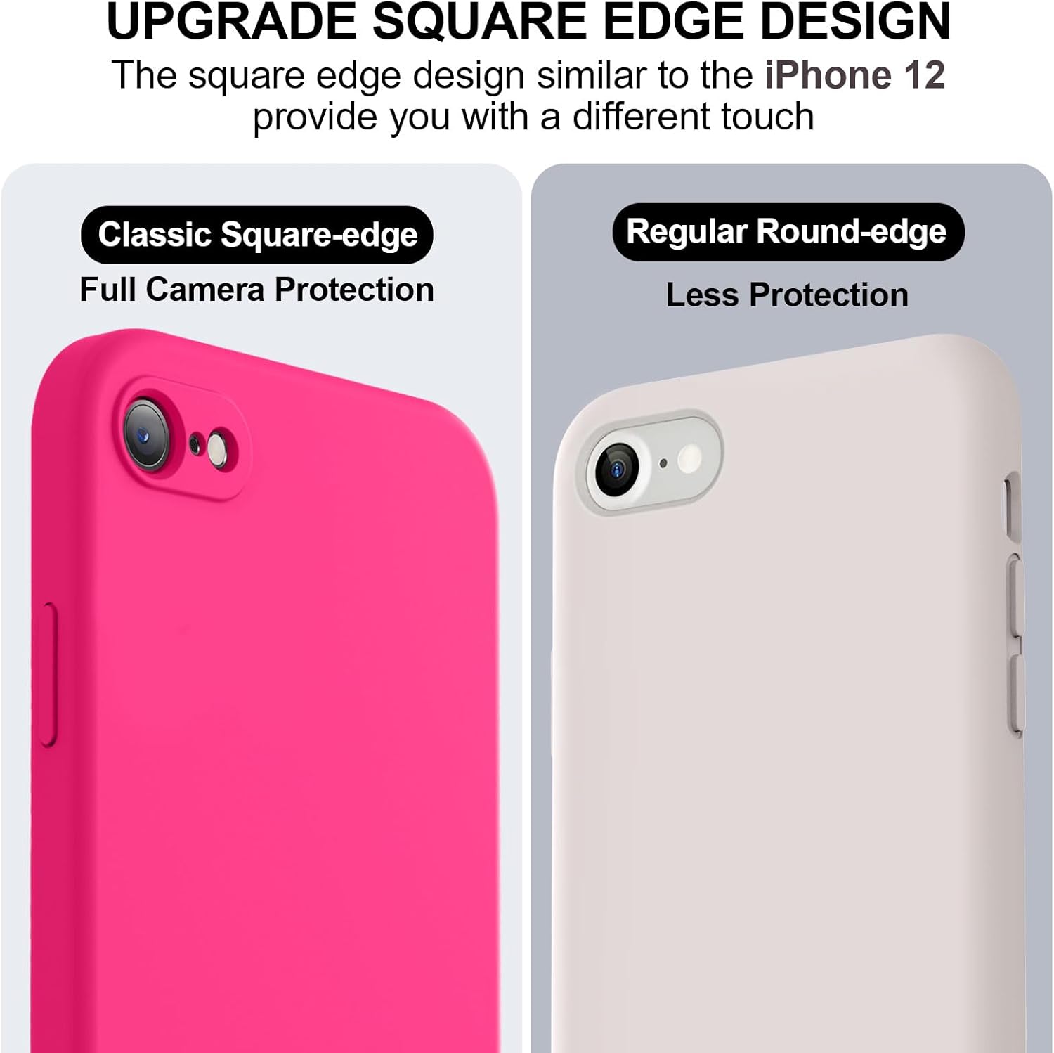Vooii Funda para iPhone SE 20223rd2020, iPhone 87, silicona líquida mejorada con bordes cuadrados protección de cámara forro de microfibra suave