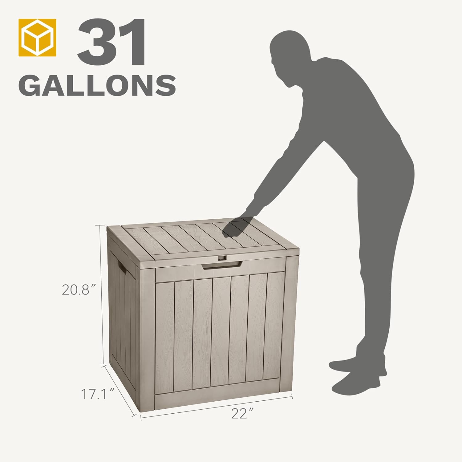 DWVO Caja de almacenamiento para exteriores de 30 galones, caja de resina resistente a la intemperie con cerradura para muebles de patio, accesorios