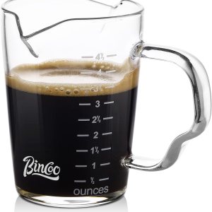 BINCOO Tazas de café expreso de 5.1 fl oz con mango y doble escala, 4.05 onzas, vaso de medición de vidrio de doble boquilla, taza de leche para BINCOO Tazas de café expreso de 5.1 fl oz con mango y doble escala, 4.05 onzas, vaso de medición de vidrio de doble boquilla, taza de leche para