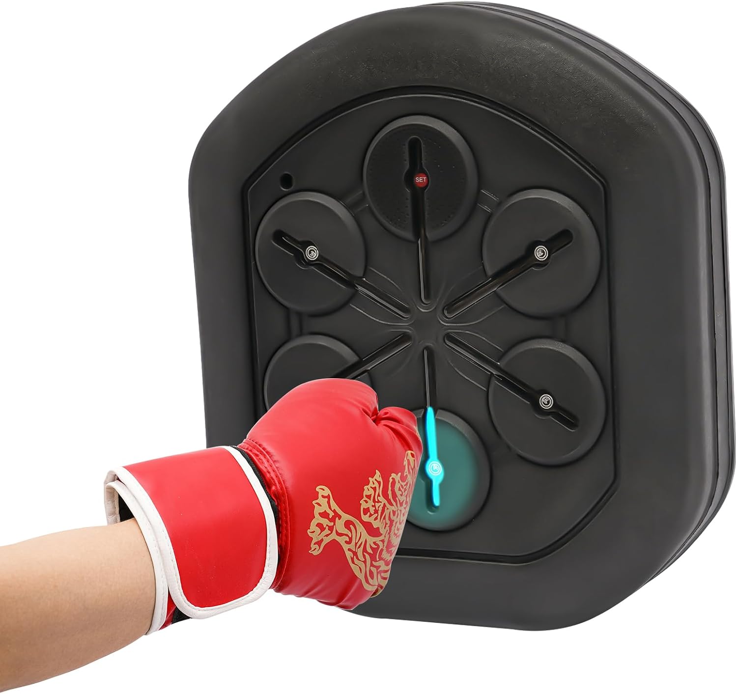 Máquina de boxeo de música, máquina de entrenamiento de boxeo de luz LED montada en la pared, conexión Bluetooth+cable de carga USB+1 par de